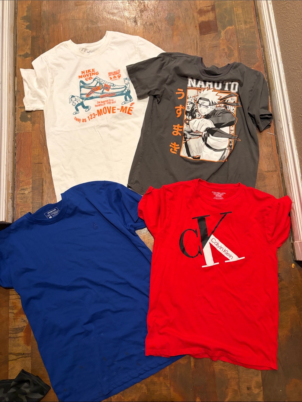 Calvin Klein Red Short-Sleeve Logo Tee with Black & White Graphic Details